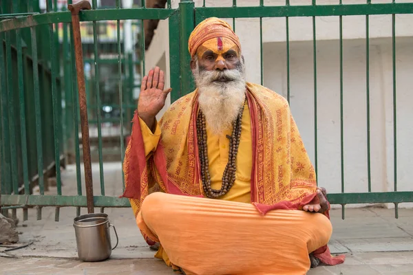 Kathmandu Nepal April 2022 Sadhu Indian Holymen Street Kathmandu Capital — стокове фото