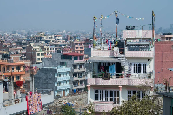 Katmandu Nepal April 2022 Panoramautsikt Över Katmandu Stad Från Swayambhunath — Stockfoto