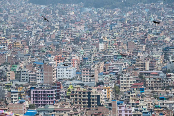 Katmandu Nepal April 2022 Panoramautsikt Över Katmandu Stad Från Swayambhunath — Stockfoto