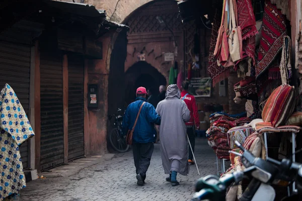 Μαρακές Μαρόκο Φεβρουαρίου 2020 Ένας Τυπικός Δρόμος Στην Αρχαία Περιοχή — Φωτογραφία Αρχείου