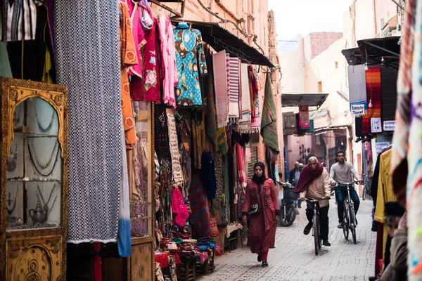Marrakech Marruecos Febrero 2020 Una Calle Típica Antiguo Barrio Medina — Foto de Stock