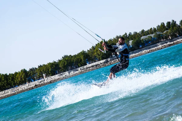 Doha Qatar February 2016 Kiteboarding Waters Artificial Island Called Pearl — стокове фото