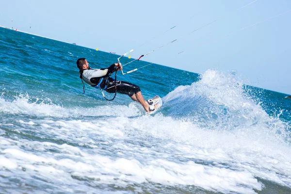 Doha Qatar February 2016 Kiteboarding Waters Artificial Island Called Pearl — стокове фото