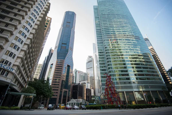 Singapore City Singapur Septiembre 2019 Vista Panorámica Baja Rascacielos Modernos —  Fotos de Stock