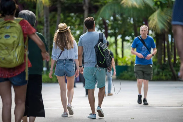 Singapur Şehri Singapur Eylül 2019 Turistler Körfez Kenarındaki Bahçeleri Geziyorlar — Stok fotoğraf