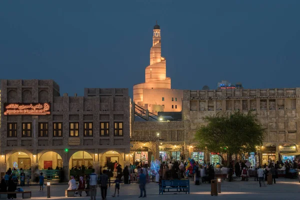 Doha Qatar Februari 2020 Nachtzicht Winkels Marktleveranciers Markt Souk Waqif — Stockfoto