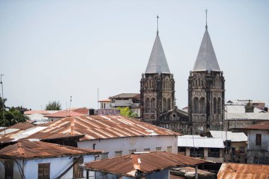 Zanzibar Şehri, Tanzanya - 24 Nisan 2022: Zanzibar City 'deki Taş Şehir' in mimarisi.