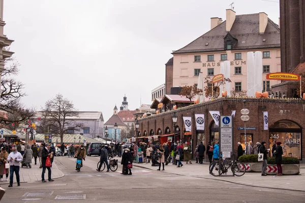 德国慕尼黑 2021年12月20日 冬季慕尼黑市中心的街景 — 图库照片
