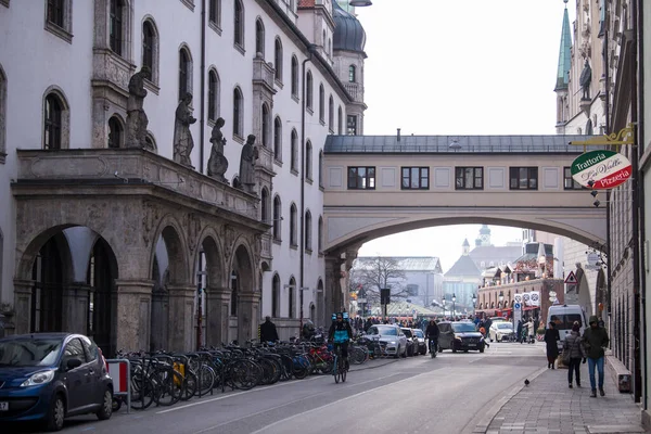 München Deutschland Dezember 2021 Straßenansicht Der Münchner Innenstadt Wintertag — Stockfoto