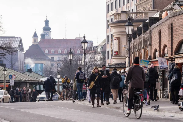 München Deutschland Dezember 2021 Straßenansicht Der Münchner Innenstadt Wintertag — Stockfoto