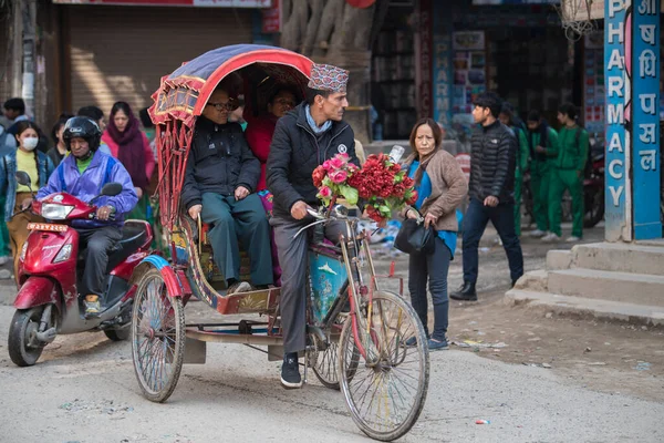 Kathmandu Nepal Aprile 2019 Risciò Bicicletta Strade Kathmandu Nella Regione — Foto Stock