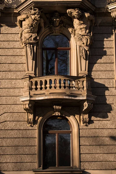 Munich Alemania Abril 2022 Detalles Adornos Piedra Las Fachadas Edificios — Foto de Stock