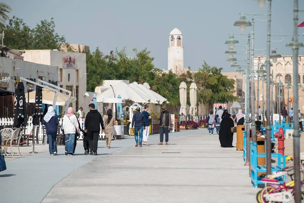 Doha Qatar Februari 2020 Nieuwe Souk Wakrah Waterkant Promenade Met — Stockfoto