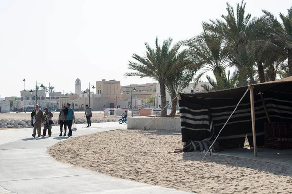 Doha Qatar Februari 2020 Nieuwe Souk Wakrah Waterkant Promenade Met — Stockfoto