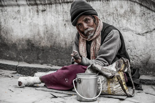 Katmandú Nepal Abril 2019 Las Personas Con Discapacidad Mendigan Calle — Foto de Stock