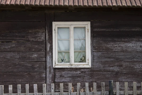 Horvátország Május 2022 Rustic Style Aged Window Rural Home Wall — Stock Fotó