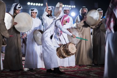 Doha, Katar, 18 Aralık 2017: Katar Ulusal Günü 'nü kutlamak için Darb Al Saai' de düzenlenen 