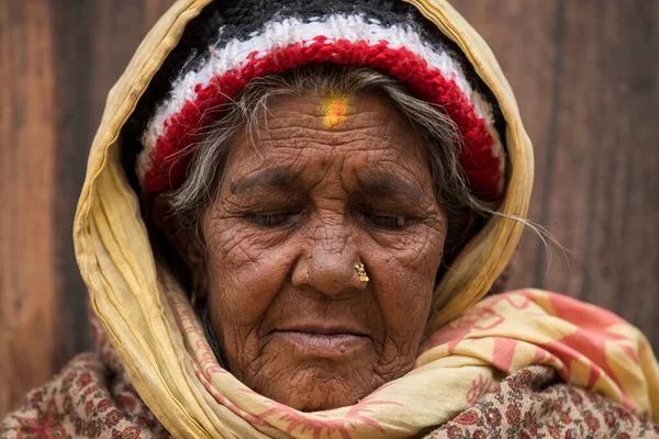 尼泊尔加德满都 2019年4月20日 Patan Durbar广场的尼泊尔老人肖像 — 图库照片