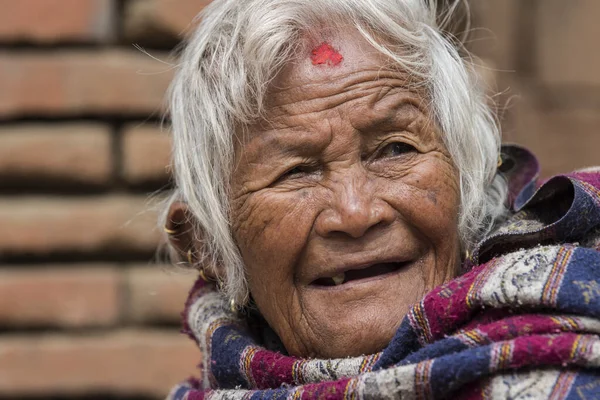 Kathmandu Nepal April 2019 Portrait Older Nepalese Patan Durbar Square — Stock Photo, Image