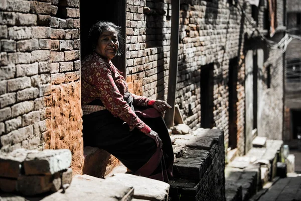 Kathmandu Nepale Aprile 2019 Ritratto Del Nepalese Più Anziano Piazza — Foto Stock