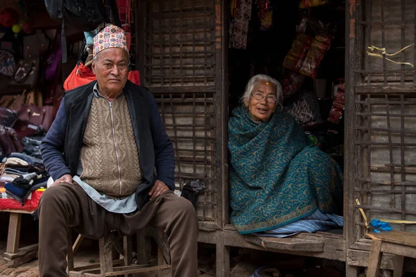 Kathmandu Nepale Aprile 2019 Ritratto Del Nepalese Più Anziano Piazza — Foto Stock