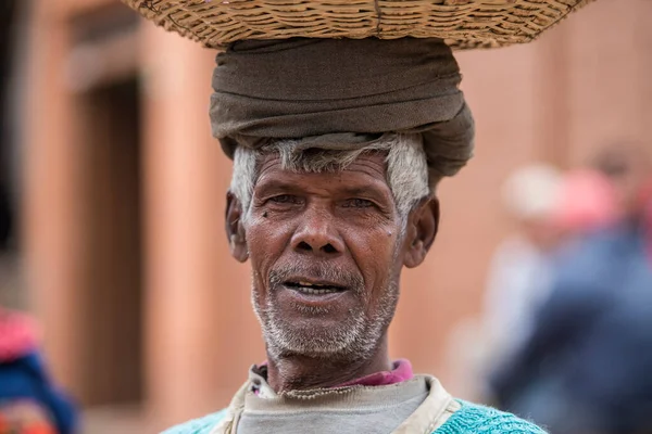 Kathmandu Nepal April 2019 Portrait Older Nepalese Patan Durbar Square — Stock Photo, Image