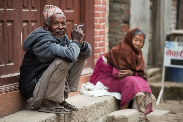 Kathmandu Nepale Aprile 2019 Ritratto Del Nepalese Più Anziano Piazza — Foto Stock