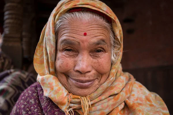 尼泊尔加德满都 2019年4月20日 Patan Durbar广场的尼泊尔老人肖像 — 图库照片
