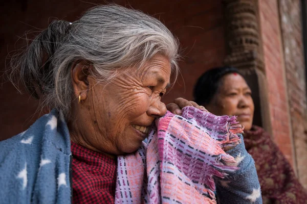 Kathmandu Nepale Aprile 2019 Ritratto Del Nepalese Più Anziano Piazza — Foto Stock