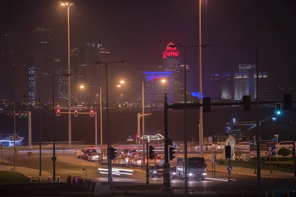 Doha Qatar Avril 2022 Vues Trafic Des Toits Doha — Photo