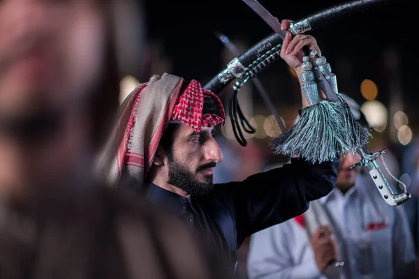 Doha Qatar December 2017 Меч Танцю Під Назвою Ardha Дарб — стокове фото