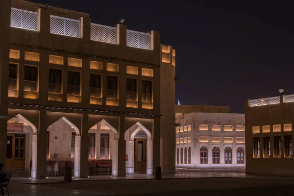 Doha Qatar Mayo 2022 Edificio Árabe Tradicional Construido Madera Barro — Foto de Stock