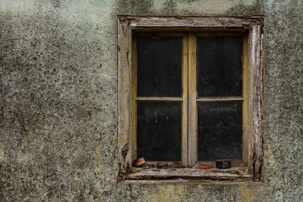 Croácia Outubro 2022 Estilo Rústico Janela Envelhecida Parede Casa Rural — Fotografia de Stock