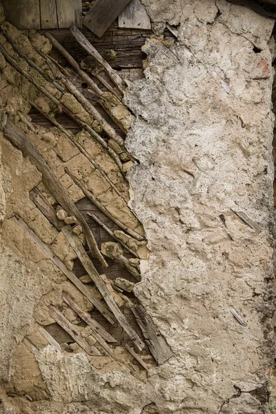 Croacia Octubre 2022 Fachada Barro Paja Sobre Una Antigua Casa — Foto de Stock