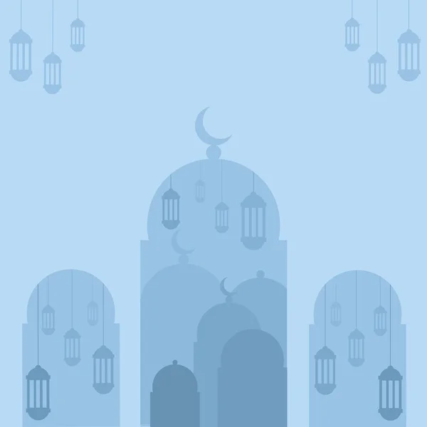 ラマダーンの聖月のデザインのためのいくつかのモスクドームやランプのイラスト — ストックベクタ
