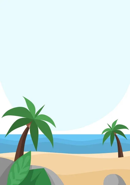 Ilustração Paisagem Pacífica Praia Fundo Com Mar Azul Céu Claro — Vetor de Stock