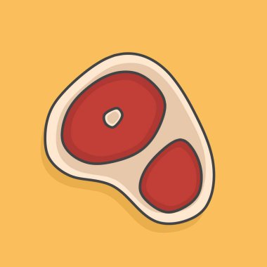 Basit kırmızı çiğ et tasarım elementleri için düz kesilmiş simge