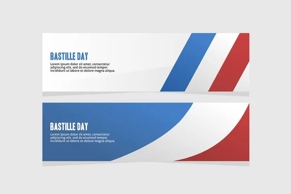 Horizontale Banner Vorlagen Mit Französischer Flagge Für Den Bastille Tag — Stockvektor