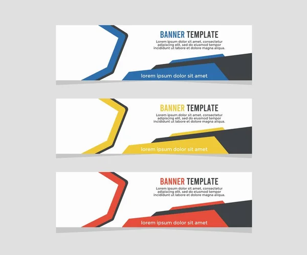 Set Business Banners Flat Design Three Different Colors — Stockvektor
