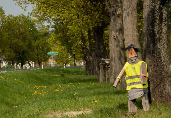 Yolun kenarında duran bir manken.