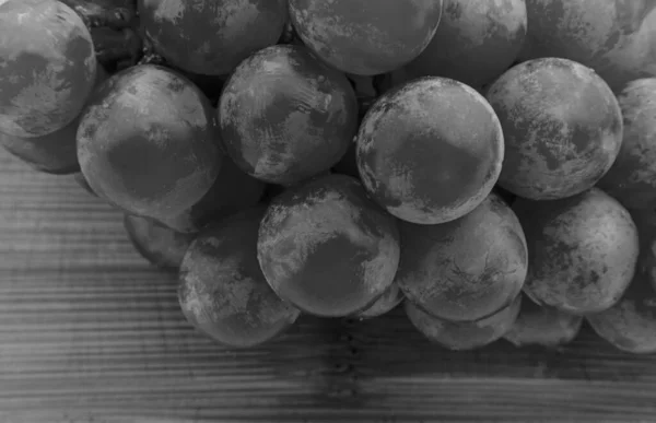 Bunch Fresh Green Grapes Black White — Stock Photo, Image