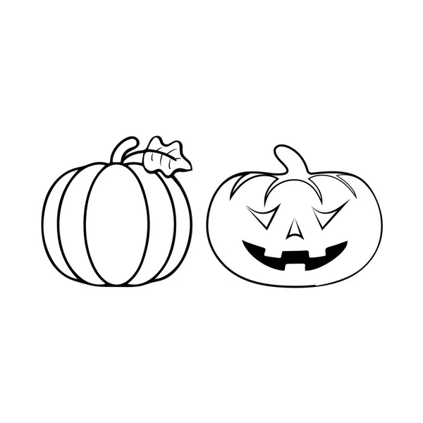 Pumpkins Plochý Vektor Ikona Izolované Bílém Ručně Kreslené Jednoduché Kliparty — Stockový vektor