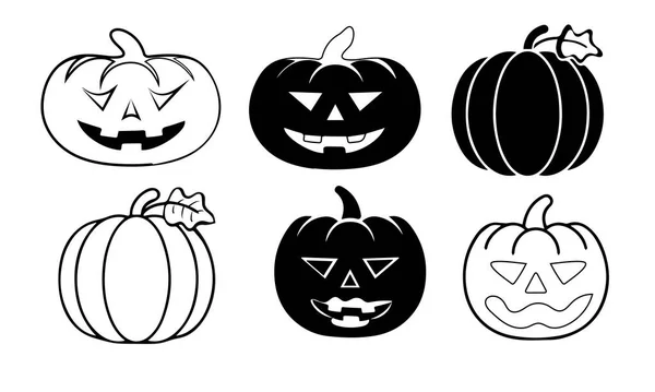 Pumpkins Plochý Vektor Ikona Izolované Bílém Ručně Kreslené Jednoduché Kliparty — Stockový vektor