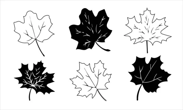 Herbstblätter Umreißen Ikonen Herbstblätter Isoliert Auf Weißem Hintergrund Ikonen Trendigen — Stockvektor