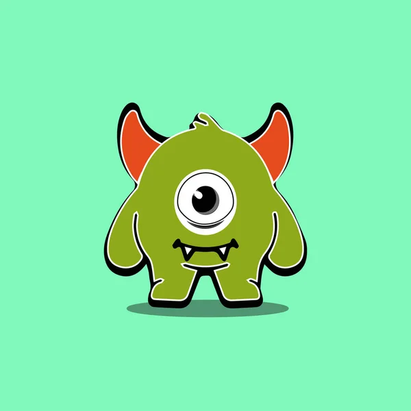 Cute Cartoon Monsters Character Monsters Flat Style Vector Vector Illustration — Stock Vector