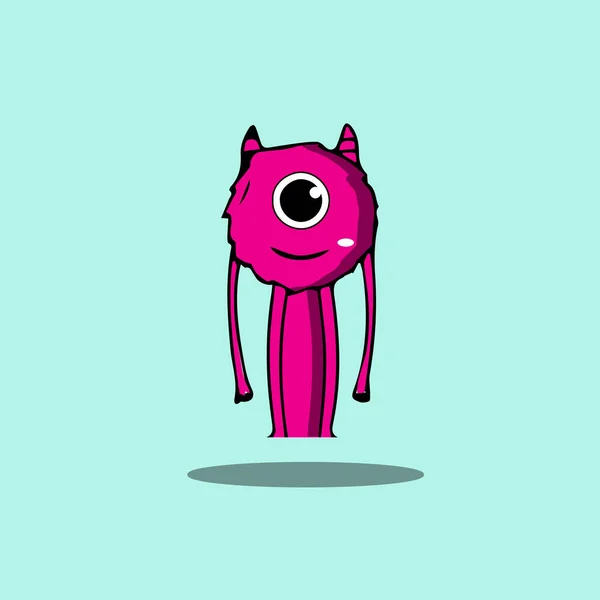 Nette Cartoon Monster Charakter Monster Flachen Vektor Vektorillustration — Stockvektor