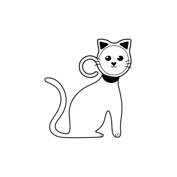 Ilustración Vectorial Diseño Carácter Contorno Gato Dibuja Estilo Garabato Lindo — Vector de stock