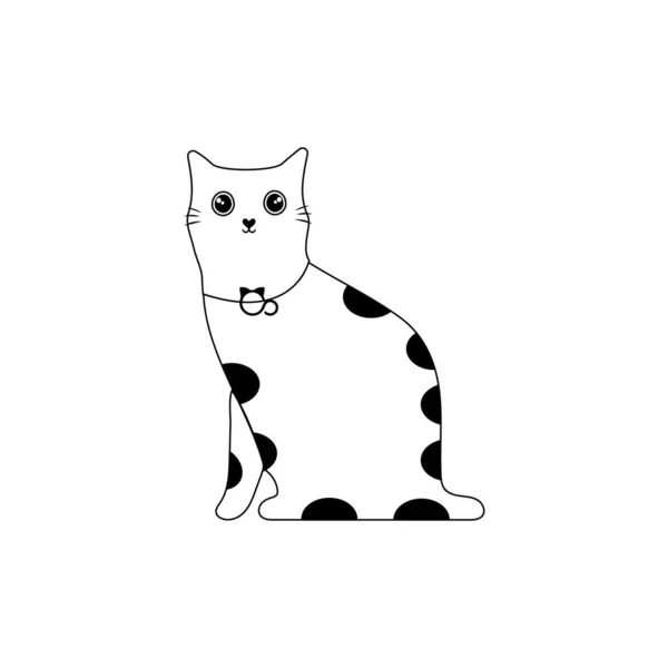 Ilustración Vectorial Diseño Carácter Contorno Gato Dibuja Estilo Garabato Lindo — Vector de stock