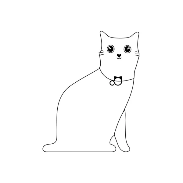 Ilustración Vectorial Diseño Carácter Contorno Gato Dibuja Estilo Garabato Lindo — Vector de stock