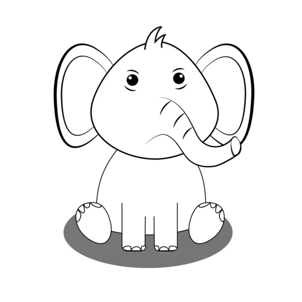Aranyos Elefánt Ülő Vektor Ikon Illusztráció Elefánt Kabala Rajzfilm Karakter — Stock Vector